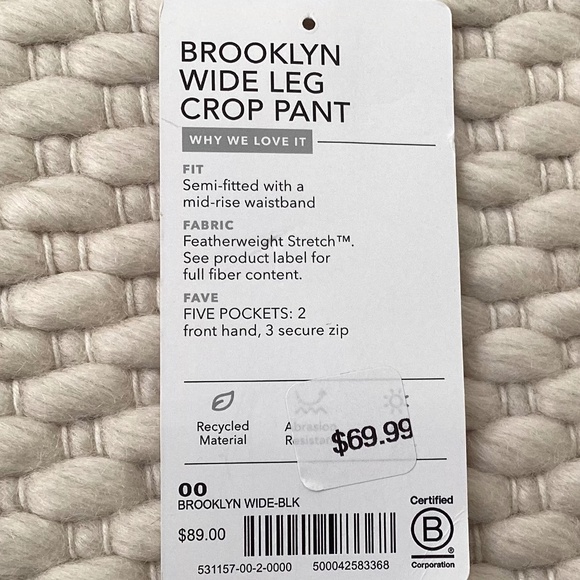 Athleta Women’s Brooklyn Wide Leg Crop Black Pant Size 00 Elastic Waist Travel - Picture 10 of 12